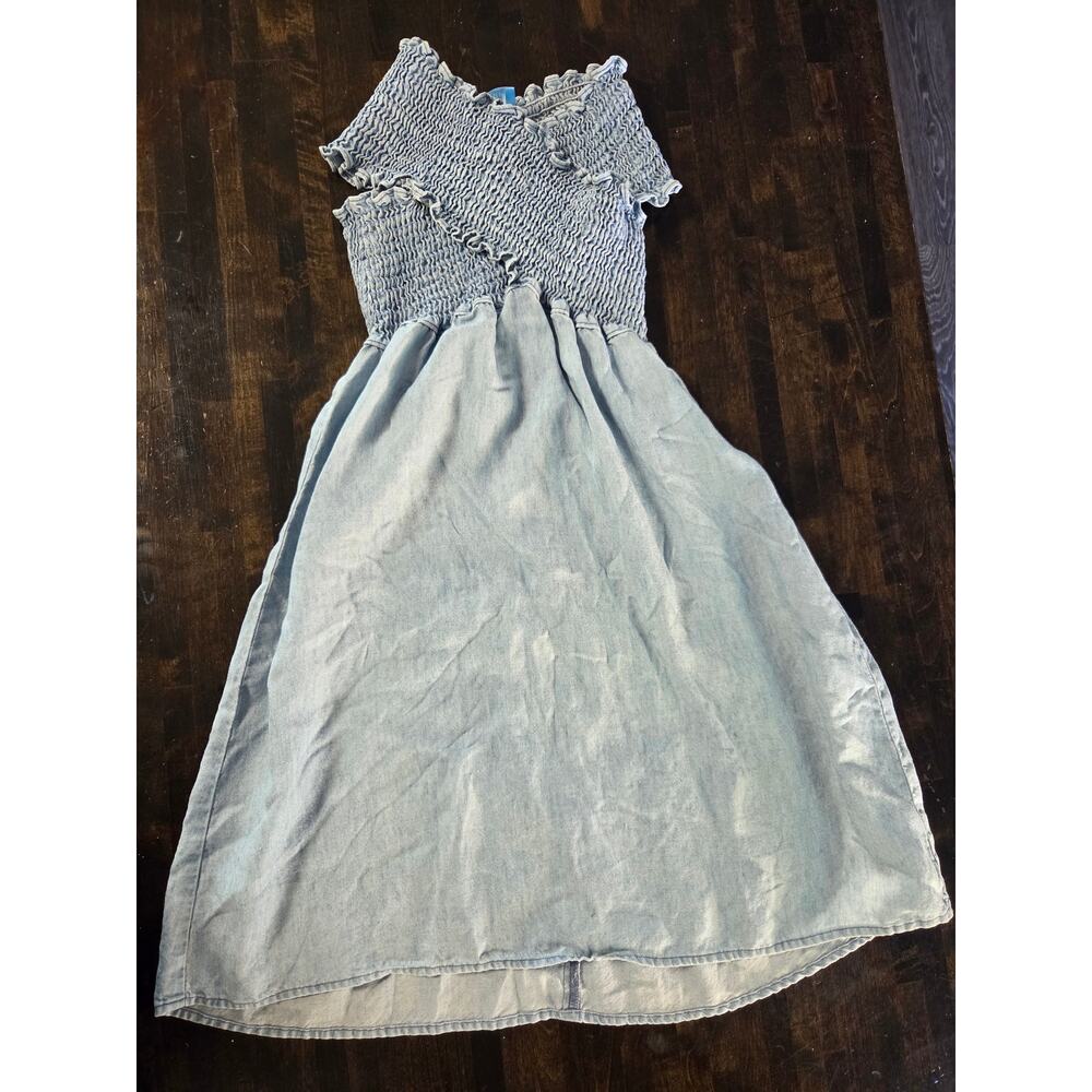 Show me Your Mumu Stone Washed Denim Stretch Y2K Dress Top Small